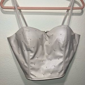 Cream studded Pleather crop top / corset style